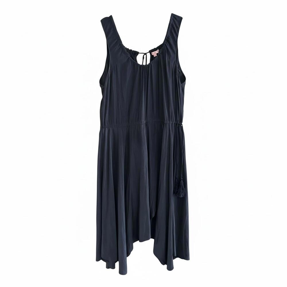 Calypso St Barth Navy Boho Tassel Dress Silk Flowy Resort Vacation Size L